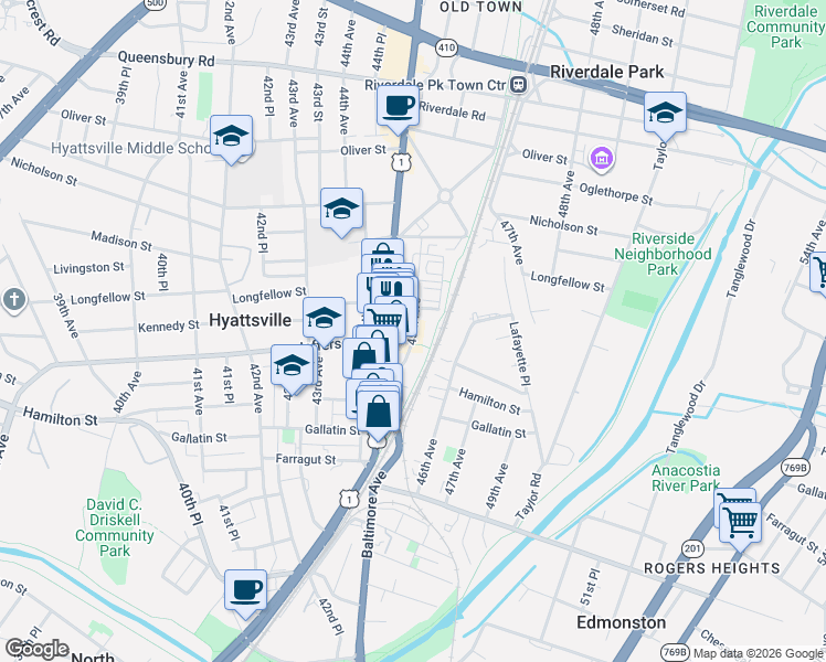 map of restaurants, bars, coffee shops, grocery stores, and more near 101 Independence Avenue Southeast in Washington