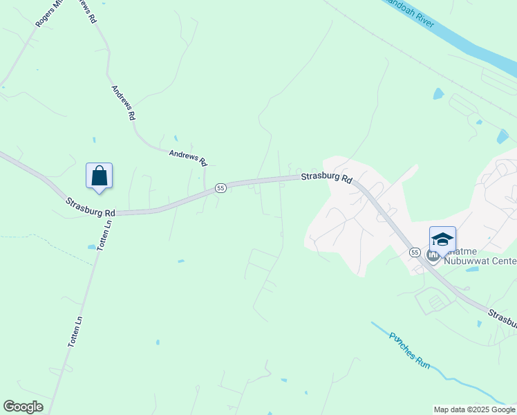 map of restaurants, bars, coffee shops, grocery stores, and more near 84 Strawberry Lane in Front Royal