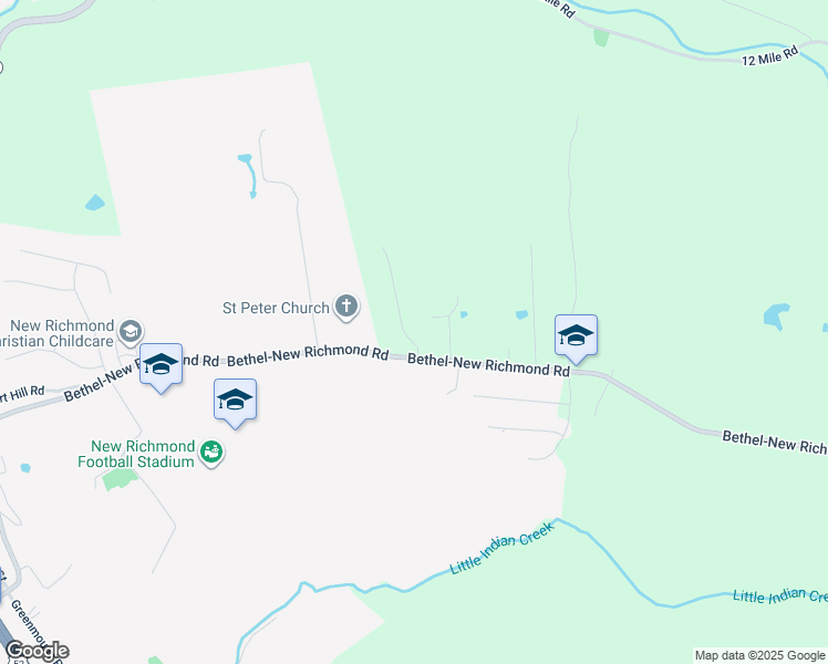 map of restaurants, bars, coffee shops, grocery stores, and more near 1200-1240 Bethel-New Richmond Road in New Richmond