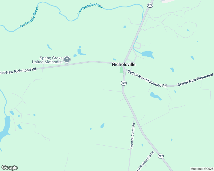 map of restaurants, bars, coffee shops, grocery stores, and more near 2569 Ohio 222 in New Richmond