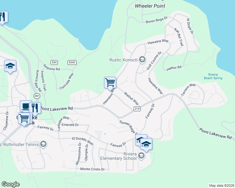 map of restaurants, bars, coffee shops, grocery stores, and more near 10309 Walnut Way in Kelseyville