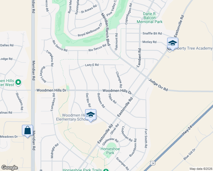map of restaurants, bars, coffee shops, grocery stores, and more near 8614 Tibbs Road in Peyton