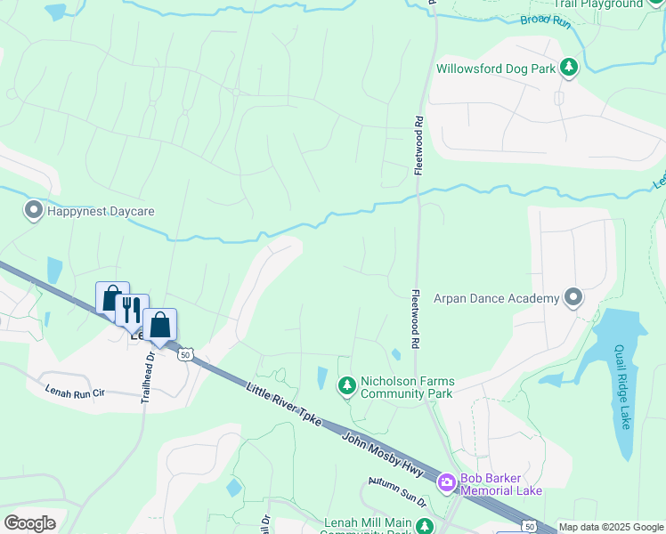map of restaurants, bars, coffee shops, grocery stores, and more near 41405 Gentle Wind Place in Aldie