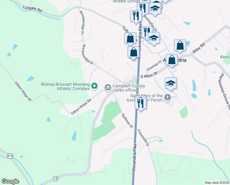 map of restaurants, bars, coffee shops, grocery stores, and more near 8309 West Main Street in Alexandria