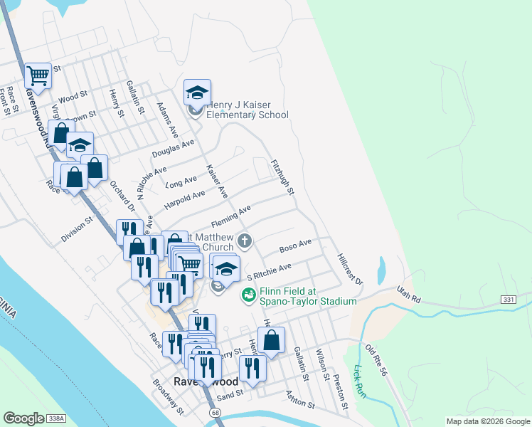 map of restaurants, bars, coffee shops, grocery stores, and more near 712 Fleming Avenue in Ravenswood