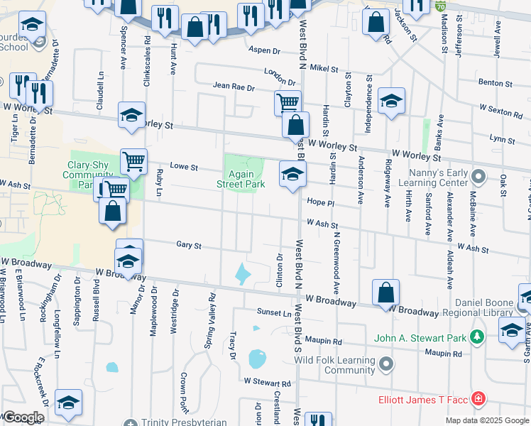 map of restaurants, bars, coffee shops, grocery stores, and more near 209 Wheaton Court in Columbia