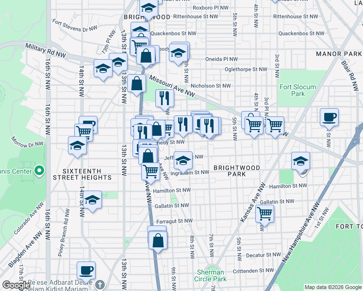 map of restaurants, bars, coffee shops, grocery stores, and more near 101 Independence Avenue Southeast in Washington