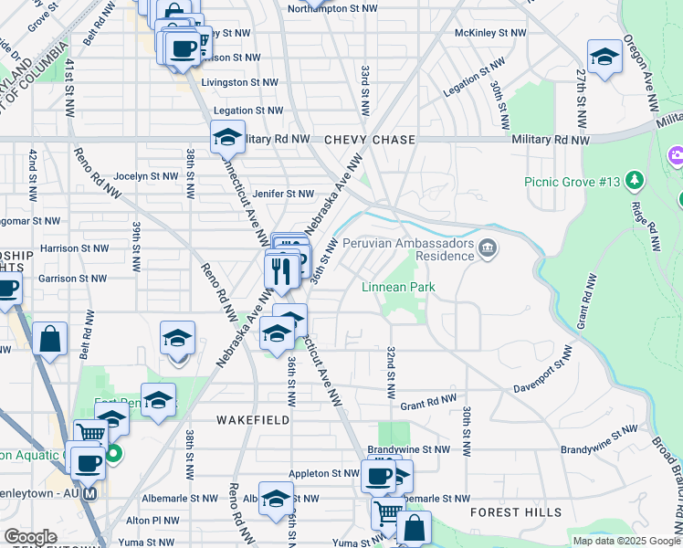 map of restaurants, bars, coffee shops, grocery stores, and more near 101 Independence Avenue Southeast in Washington