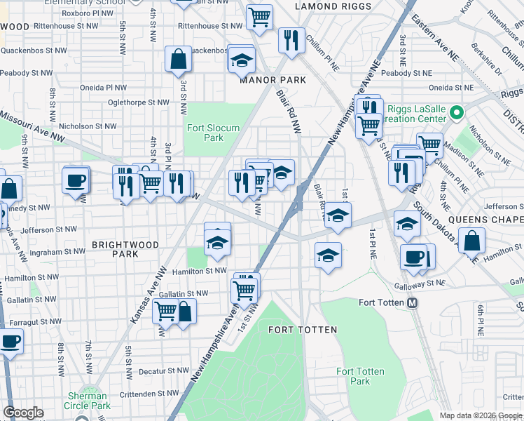 map of restaurants, bars, coffee shops, grocery stores, and more near 101 Independence Avenue Southeast in Washington