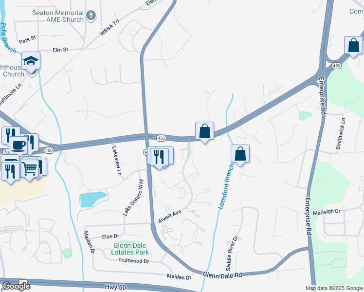 map of restaurants, bars, coffee shops, grocery stores, and more near 4863 Brookstone Terrace in Bowie