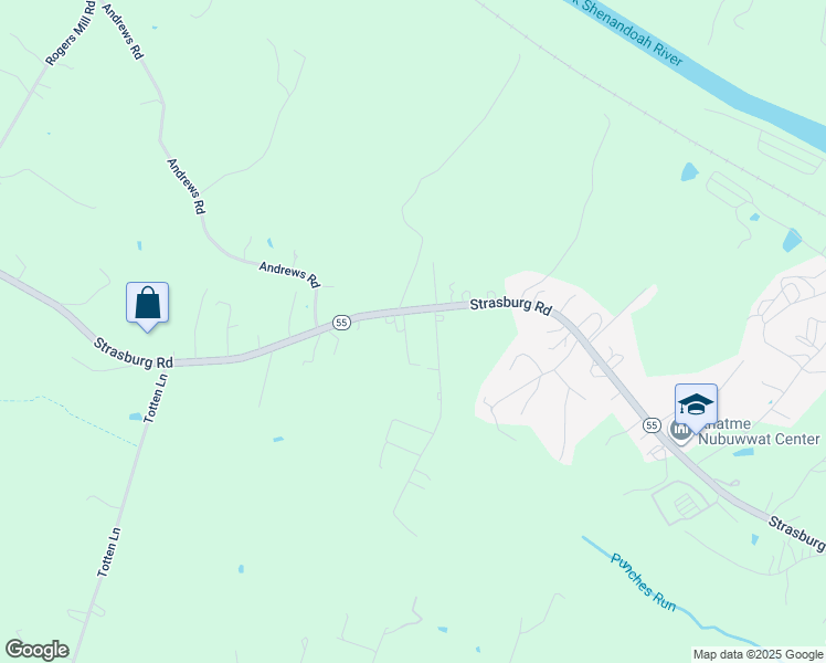map of restaurants, bars, coffee shops, grocery stores, and more near 35 Strawberry Lane in Front Royal