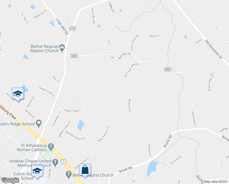 map of restaurants, bars, coffee shops, grocery stores, and more near 1184 Old Tolson Mill Road in McLean