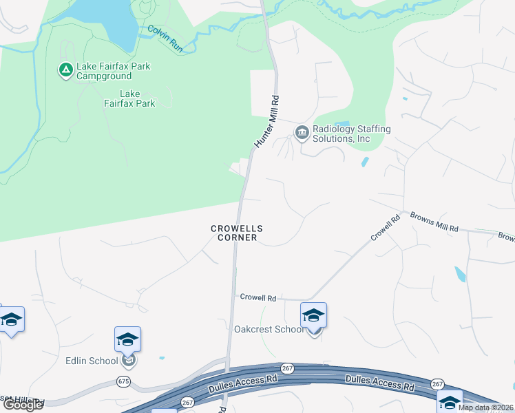 map of restaurants, bars, coffee shops, grocery stores, and more near 1521 Hunter Mill Road in Vienna