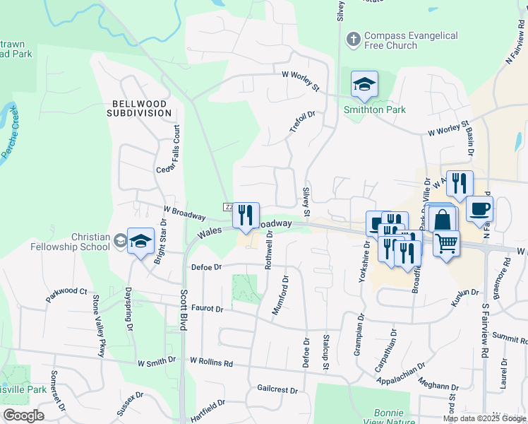 map of restaurants, bars, coffee shops, grocery stores, and more near 3906 Daylily Court in Columbia