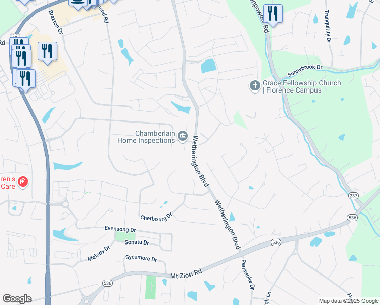 map of restaurants, bars, coffee shops, grocery stores, and more near 9440 Gettysburg Lane in Union
