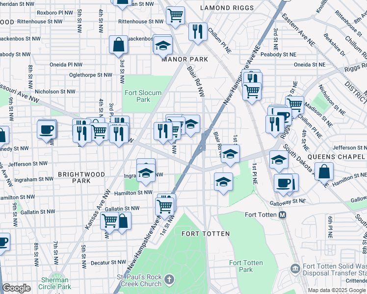 map of restaurants, bars, coffee shops, grocery stores, and more near 101 Independence Avenue Southeast in Washington