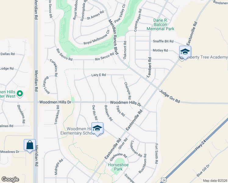 map of restaurants, bars, coffee shops, grocery stores, and more near 8614 Tibbs Road in Peyton