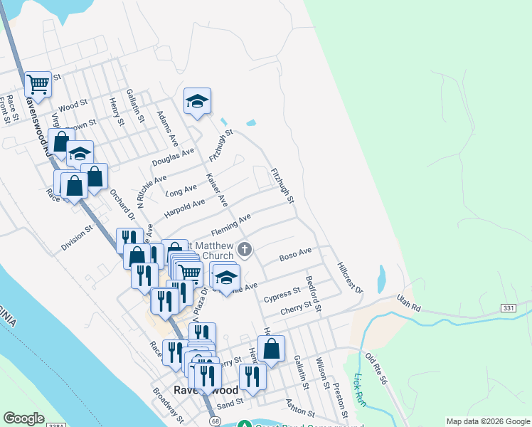 map of restaurants, bars, coffee shops, grocery stores, and more near 712 Fleming Avenue in Ravenswood