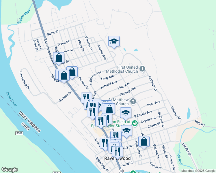 map of restaurants, bars, coffee shops, grocery stores, and more near 514 Harpold Ave in Ravenswood