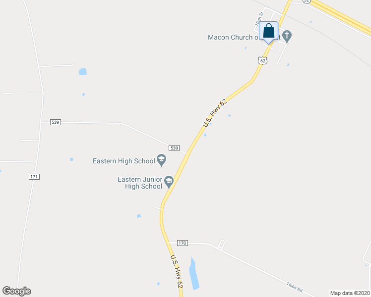 map of restaurants, bars, coffee shops, grocery stores, and more near 11595 U.S. 62 in Winchester