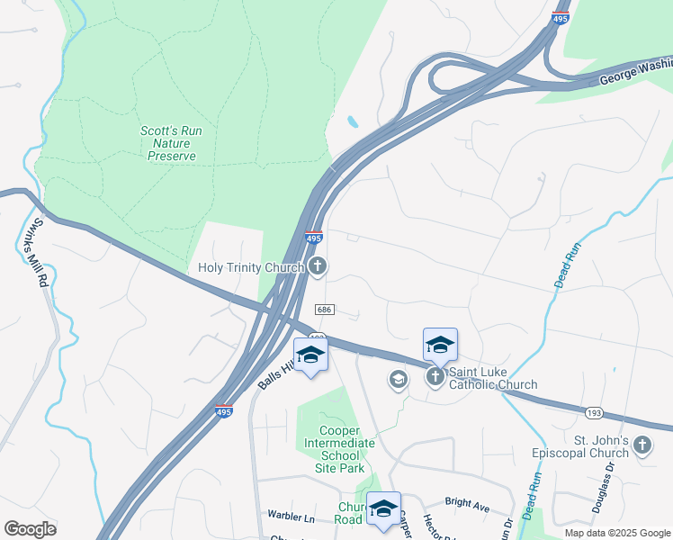 map of restaurants, bars, coffee shops, grocery stores, and more near 7112 Holyrood Drive in McLean