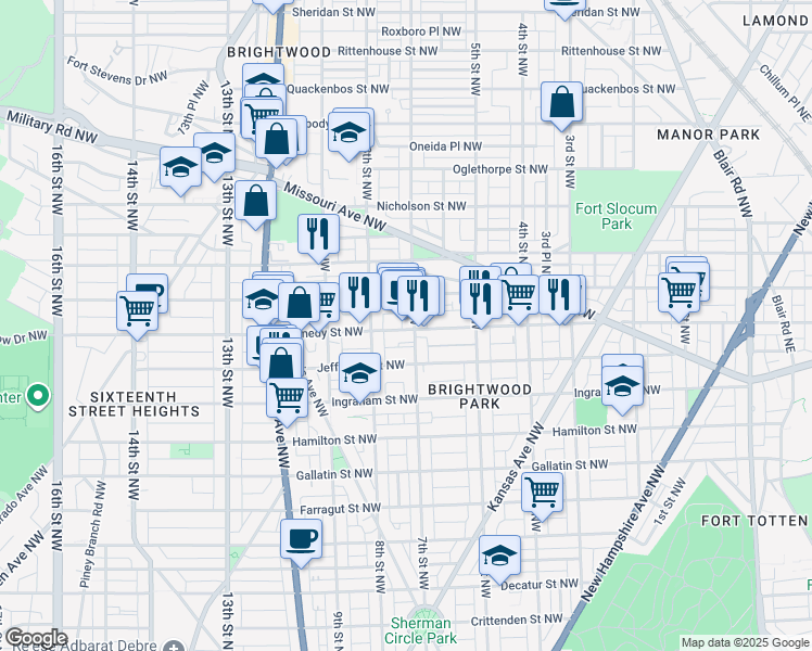map of restaurants, bars, coffee shops, grocery stores, and more near 101 Independence Avenue Southeast in Washington