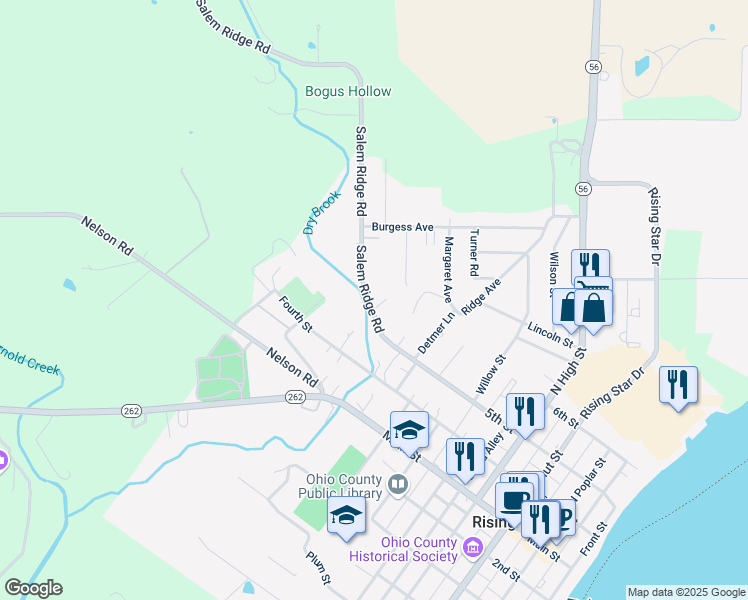 map of restaurants, bars, coffee shops, grocery stores, and more near 908 Salem Ridge Road in Rising Sun