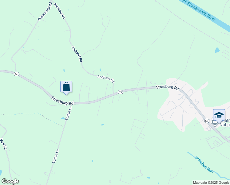 map of restaurants, bars, coffee shops, grocery stores, and more near 14 Andrews Road in Front Royal