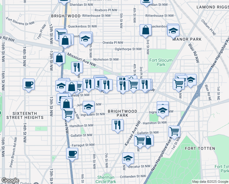 map of restaurants, bars, coffee shops, grocery stores, and more near 101 Independence Avenue Southeast in Washington