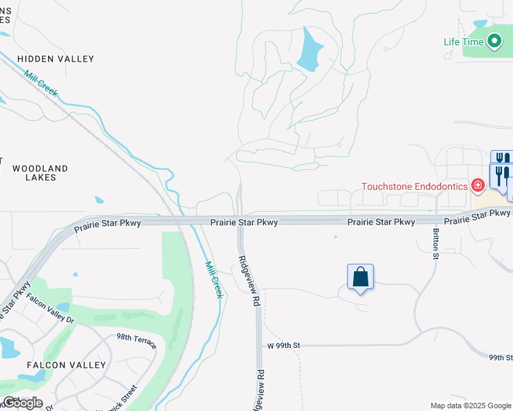 map of restaurants, bars, coffee shops, grocery stores, and more near 17872 Prairie Star Parkway in Lenexa