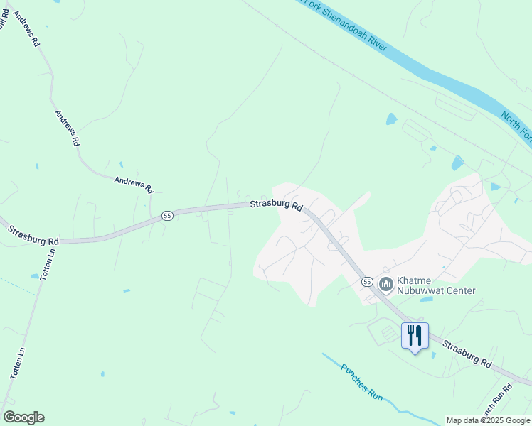 map of restaurants, bars, coffee shops, grocery stores, and more near 2115 Strasburg Road in Front Royal