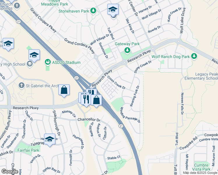 map of restaurants, bars, coffee shops, grocery stores, and more near 5433 Lester Alley in Colorado Springs