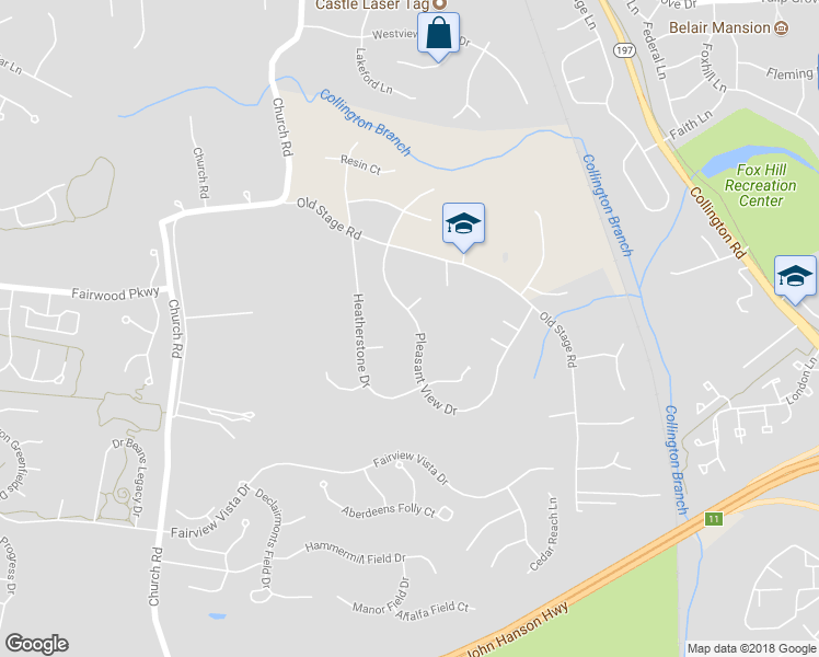 map of restaurants, bars, coffee shops, grocery stores, and more near 14105 Pleasant View Drive in Bowie