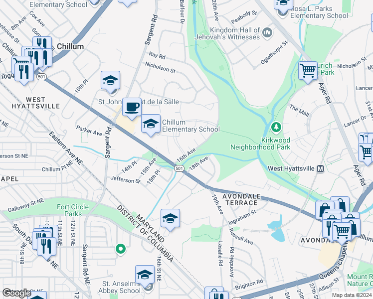 map of restaurants, bars, coffee shops, grocery stores, and more near 101 Independence Avenue Southeast in Washington