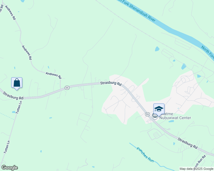 map of restaurants, bars, coffee shops, grocery stores, and more near 2115 Strasburg Road in Front Royal
