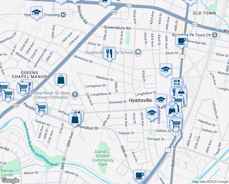 map of restaurants, bars, coffee shops, grocery stores, and more near 101 Independence Avenue Southeast in Washington