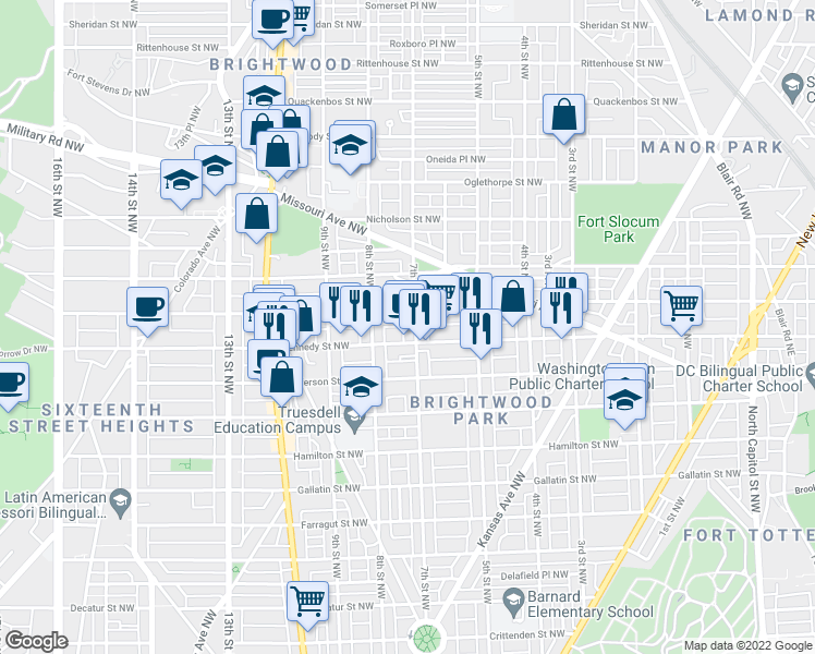 map of restaurants, bars, coffee shops, grocery stores, and more near 101 Independence Avenue Southeast in Washington