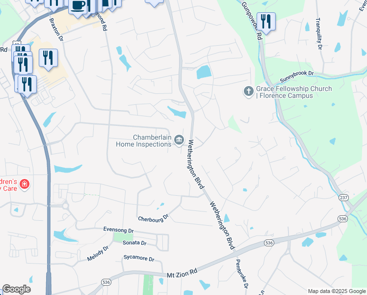 map of restaurants, bars, coffee shops, grocery stores, and more near 9440 Gettysburg Lane in Union