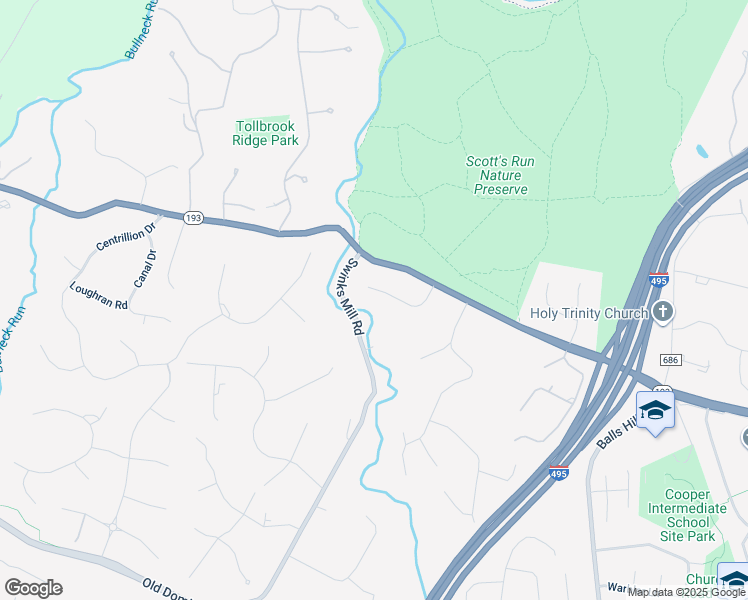 map of restaurants, bars, coffee shops, grocery stores, and more near 7417 Georgetown Court in McLean
