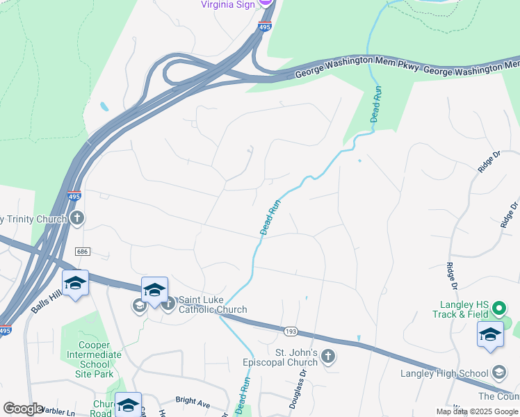 map of restaurants, bars, coffee shops, grocery stores, and more near 817 Carrie Court in McLean