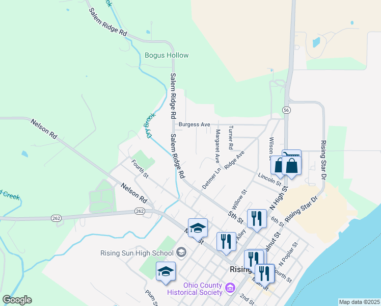 map of restaurants, bars, coffee shops, grocery stores, and more near 908 Salem Ridge Road in Rising Sun