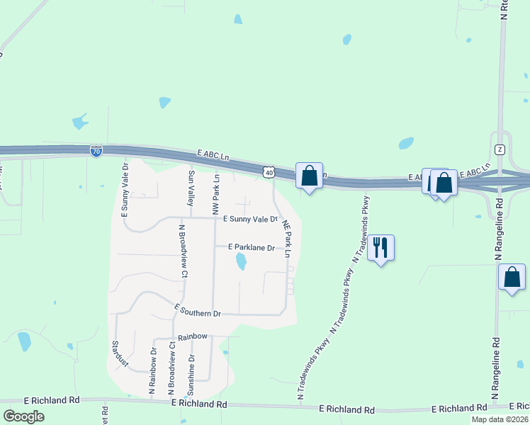map of restaurants, bars, coffee shops, grocery stores, and more near 7680 East Sunny Vale Drive in Columbia
