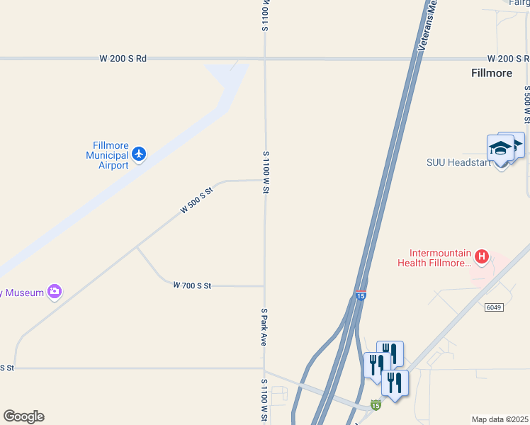map of restaurants, bars, coffee shops, grocery stores, and more near 705 South 1100 West Street in Fillmore