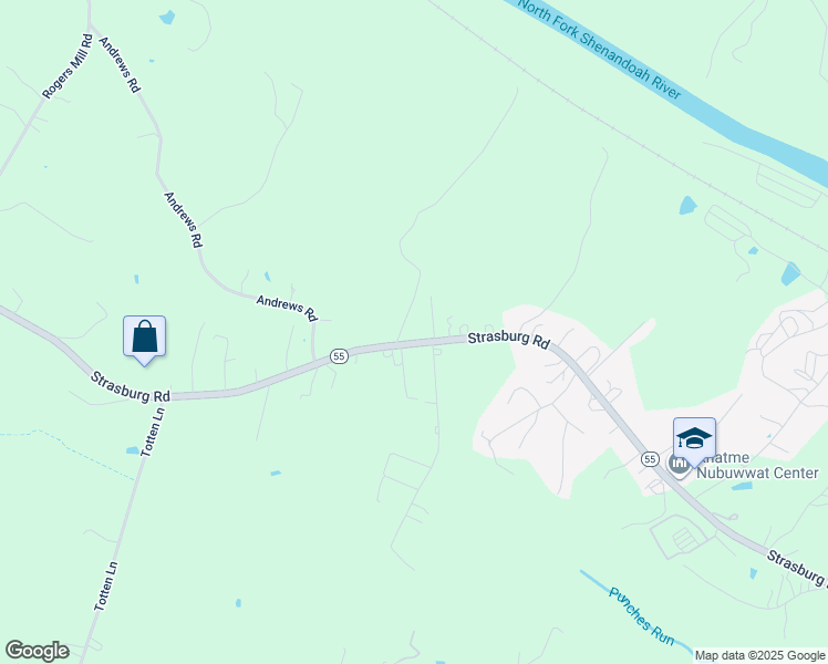 map of restaurants, bars, coffee shops, grocery stores, and more near 2282 Strasburg Road in Front Royal