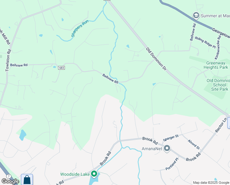 map of restaurants, bars, coffee shops, grocery stores, and more near 1049 Bellview Road in McLean