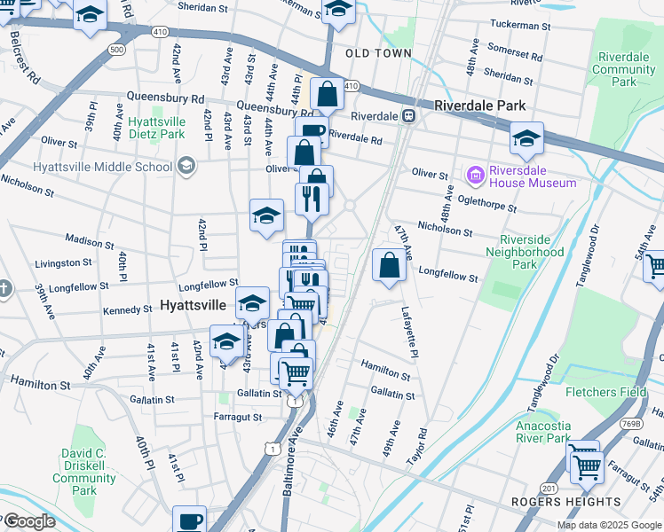 map of restaurants, bars, coffee shops, grocery stores, and more near 101 Independence Avenue Southeast in Washington