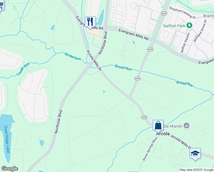 map of restaurants, bars, coffee shops, grocery stores, and more near 24367 Arcola Mills Drive in Aldie