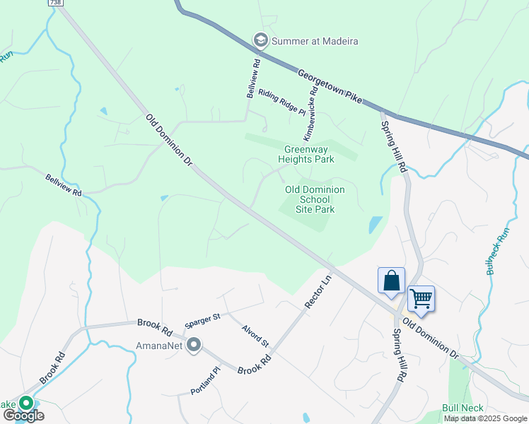 map of restaurants, bars, coffee shops, grocery stores, and more near 8344 Old Dominion Drive in McLean