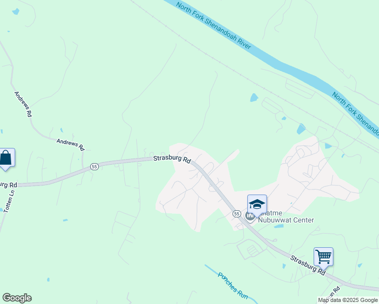 map of restaurants, bars, coffee shops, grocery stores, and more near 65 Lee Ann Road in Front Royal