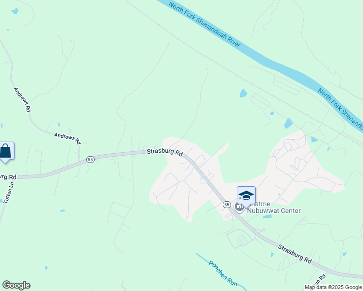map of restaurants, bars, coffee shops, grocery stores, and more near 65 Lee Ann Road in Front Royal